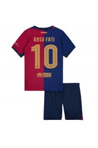 Barcelona Ansu Fati #10 Jalkapallovaatteet Lasten Kotipeliasu 2024-25 Lyhythihainen (+ Lyhyet housut)